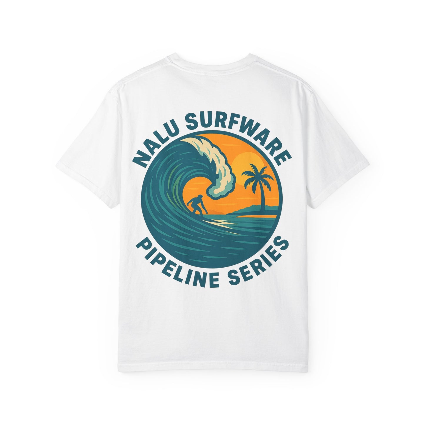 Nalu Surfware T-Shirt Pipeline Series Surfer in Sunset