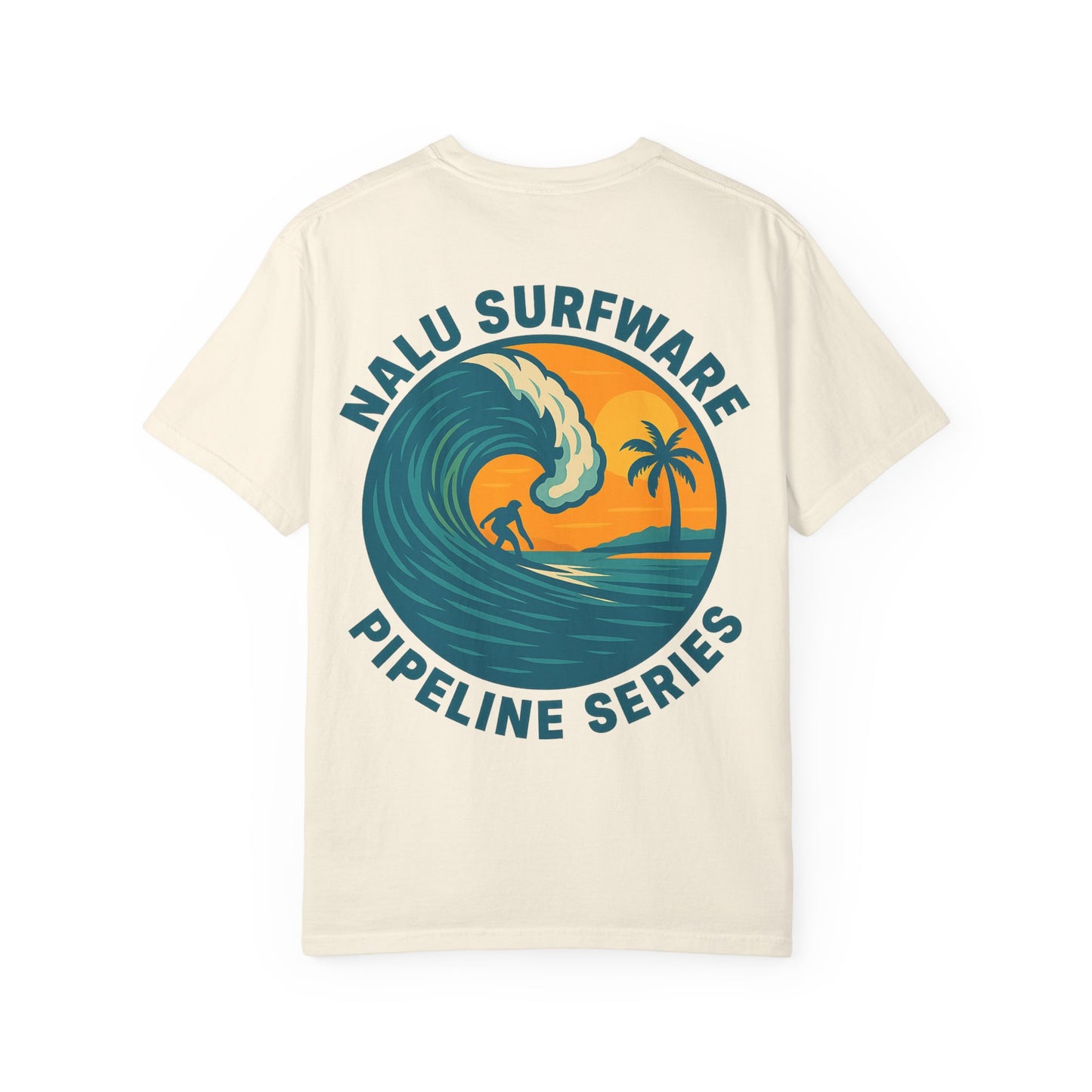 Nalu Surfware T-Shirt Pipeline Series Surfer in Sunset